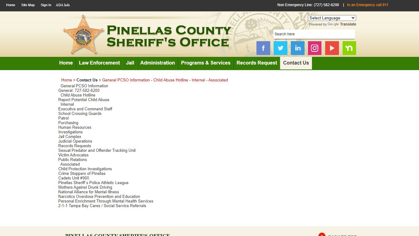 Contact Us - Pinellas County Sheriff's Office