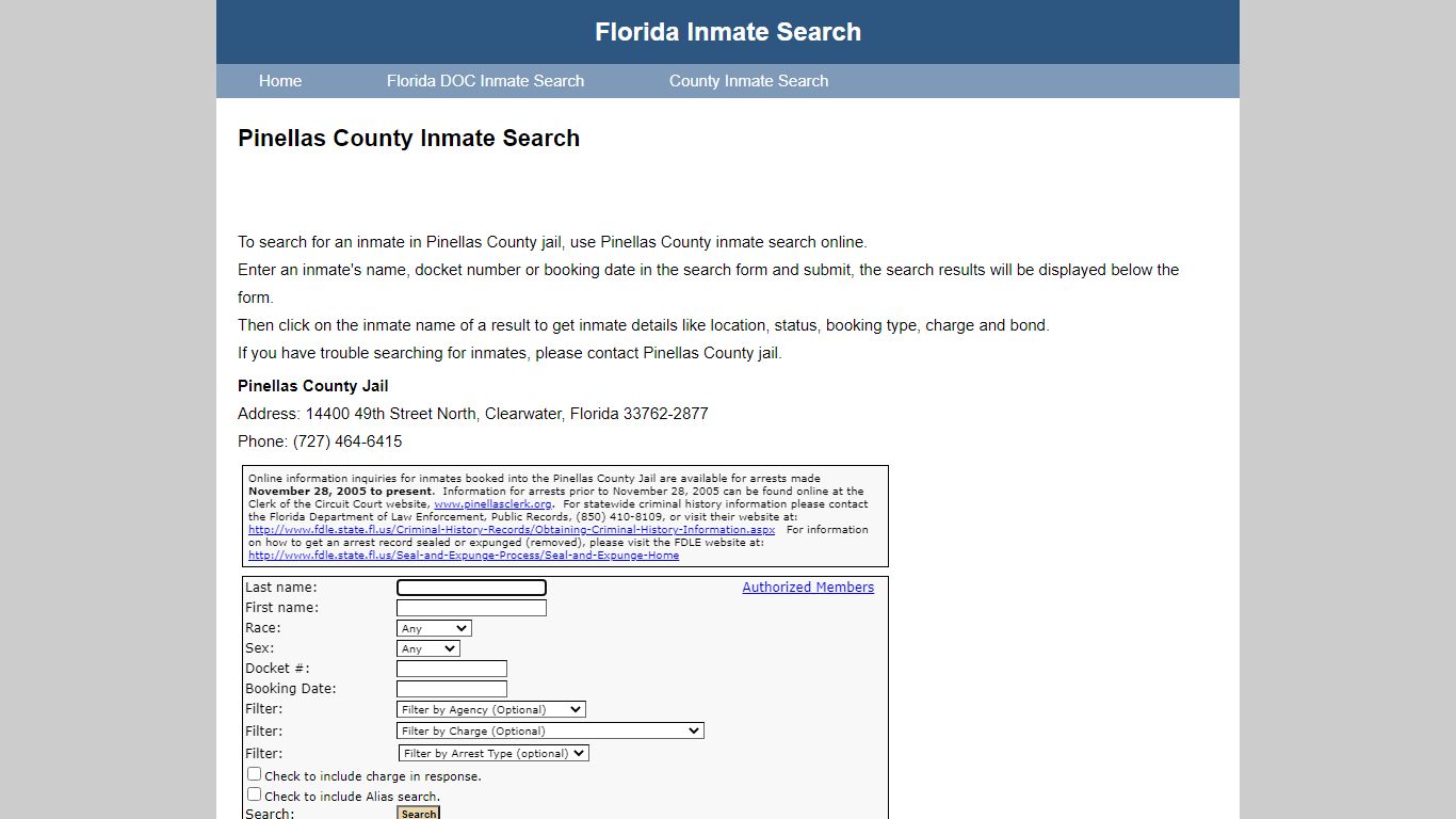 Pinellas County Inmate Search